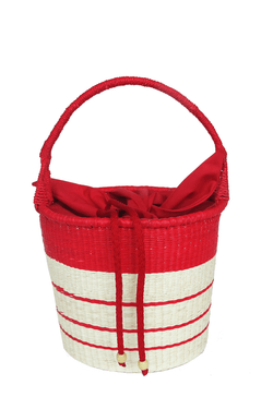 Striped bucket bag - red